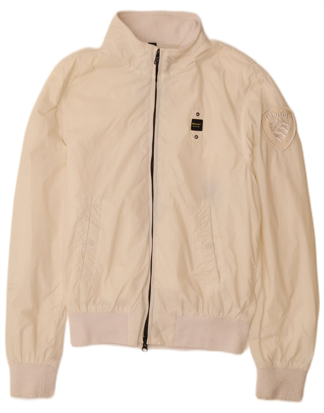 BLAUER Womens Bomber Jacket UK 14 Medium White Polyamide