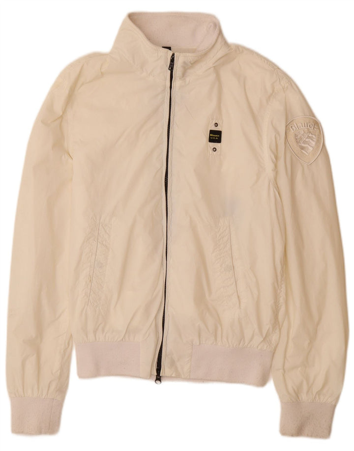 BLAUER Womens Bomber Jacket UK 14 Medium White Polyamide