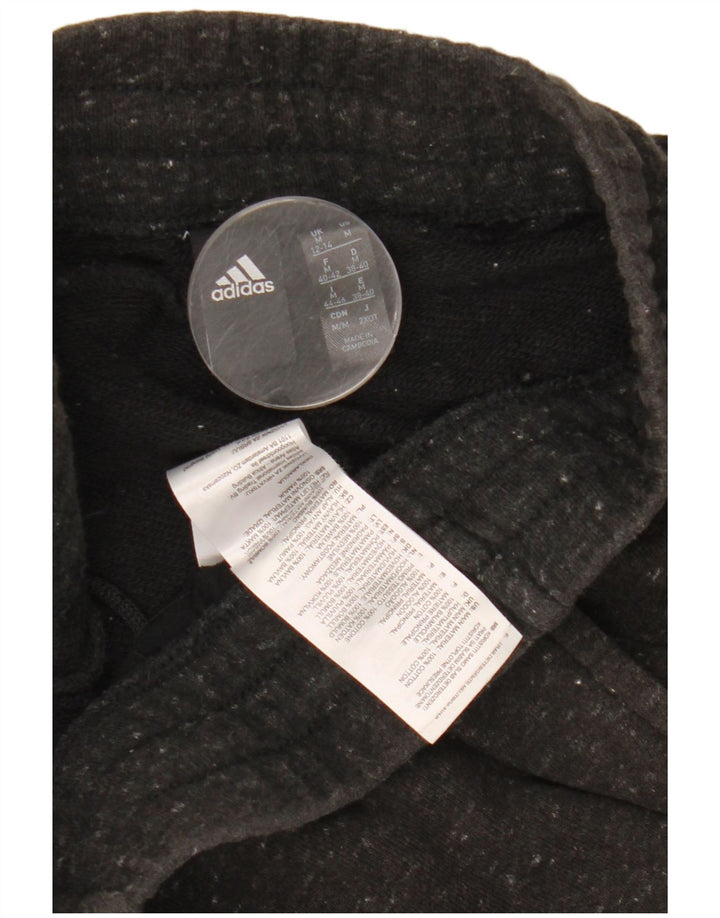 ADIDAS Womens Crop Tracksuit Trousers UK 12/14 Medium  Grey Flecked Cotton