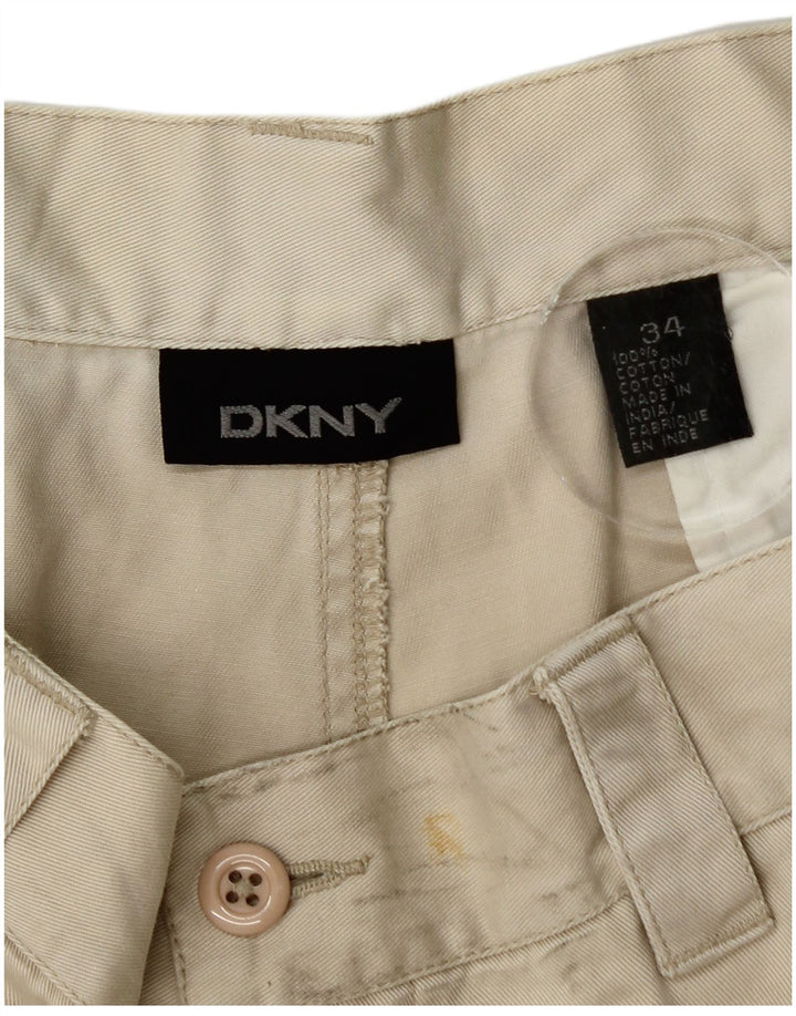 Dkny Mens Cargo Shorts W34 Large Beige Cotton