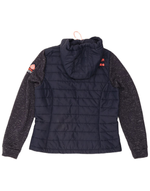 Superdry Womens Storm Hybrid Zip Hoodie Sweater UK 12 Medium Navy Blue
