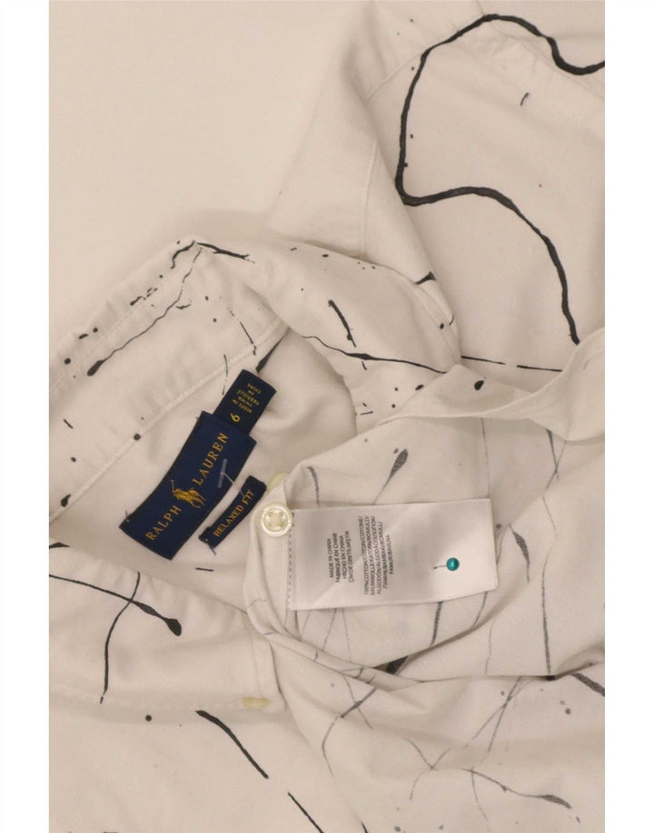 Ralph Lauren Womens Abstract Pattern Relaxed Fit Shirt US 6 Medium White