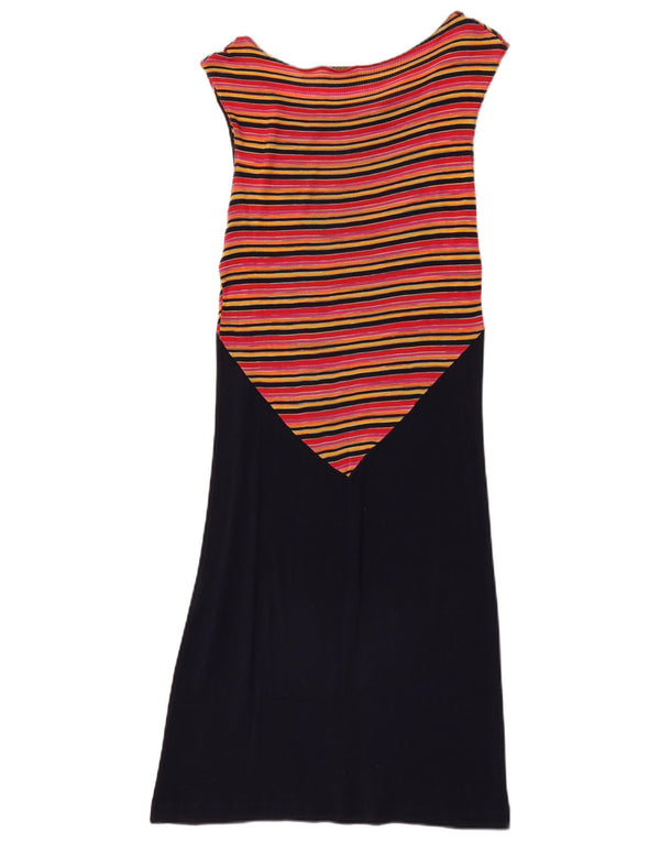 Missoni Womens Abstract Pattern Maxi Dress UK 4 XS Navy Blue Striped Cotton