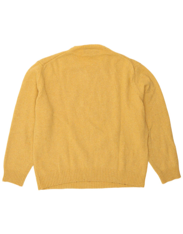Marlboro Classics Mens V-Neck Jumper Sweater 2XL Yellow Wool