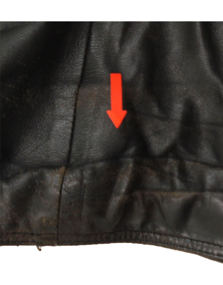 VINTAGE Womens Leather Jacket IT 48 XL Black Vintage Vintage and Second-Hand Vintage from Messina Hembry 