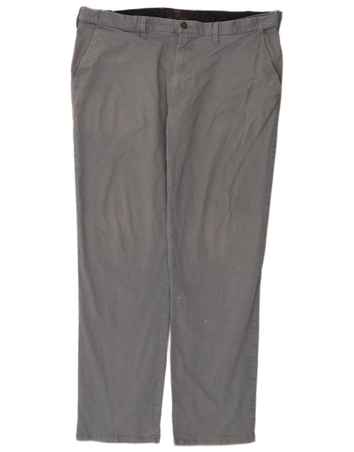 Marks & Spencer Mens Regular Chino Trousers W40 L33 Grey Cotton