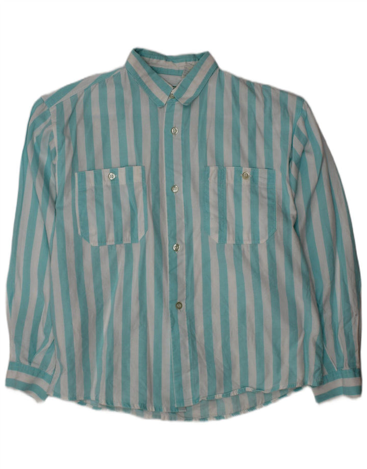 BENETTON Boys Shirt 7-8 Years Medium Blue Striped