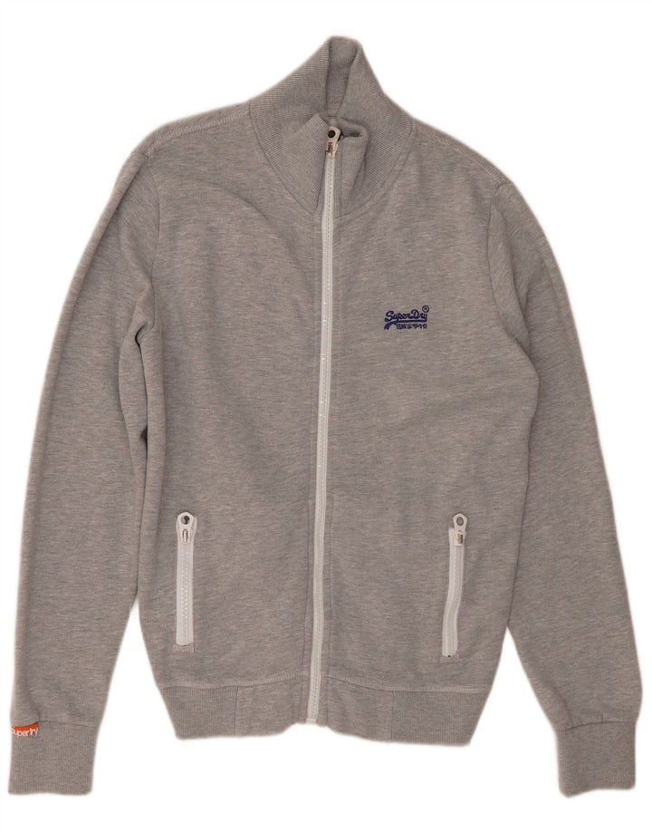 SUPERDRY Mens Tracksuit Top Jacket Medium Grey Polyester