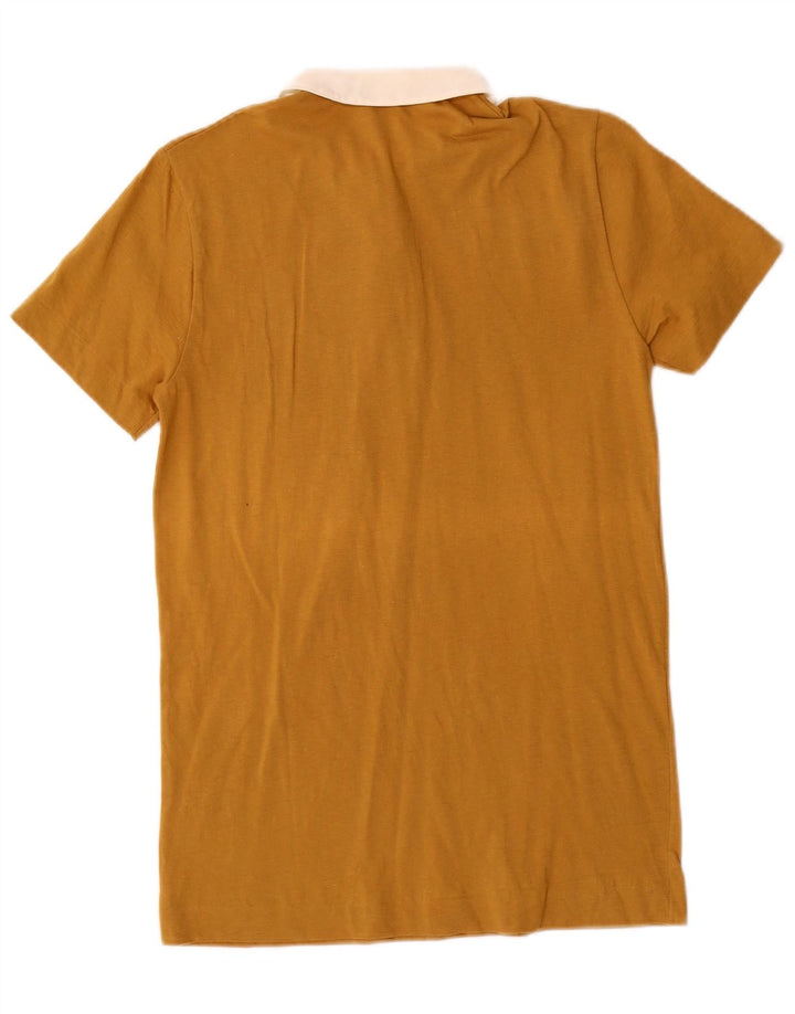 BENETTON Womens Polo Shirt UK 6 XS Brown Colourblock Cotton