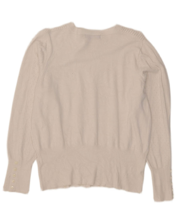 Marks & Spencer Womens Crew Neck Jumper Sweater UK 14 Medium Off White