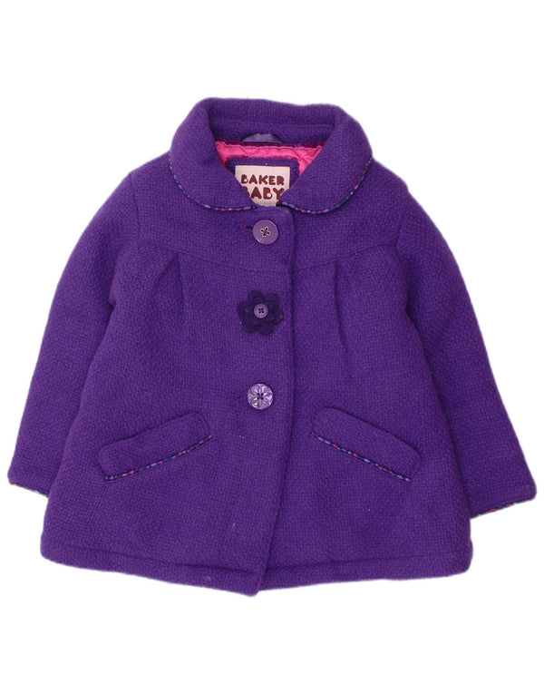 TED BAKER Baby Girls Overcoat 12-18 Months Purple Viscose