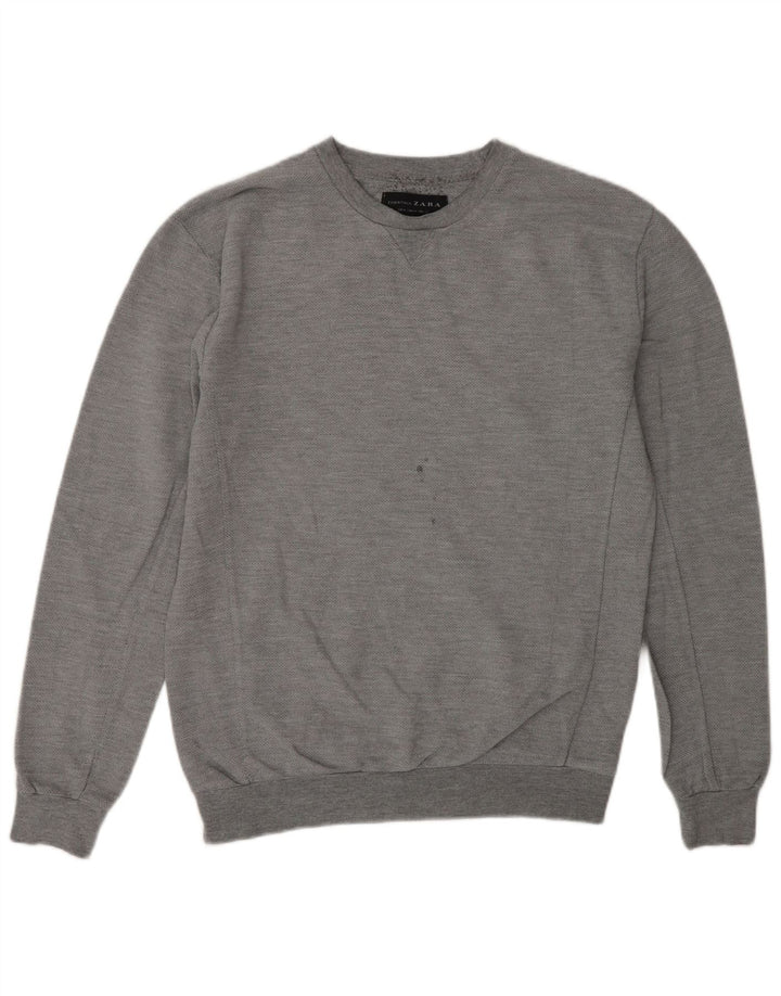 Zara Mens Sweatshirt Jumper Medium Grey Cotton