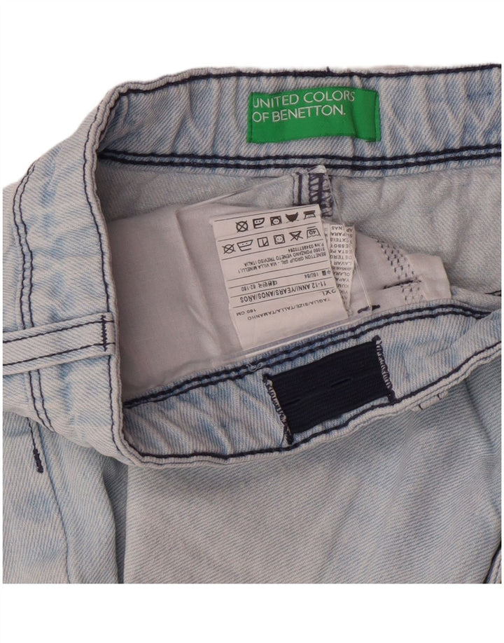 BENETTON Girls Denim Shorts 11-12 Years 2XL W26 Blue Cotton