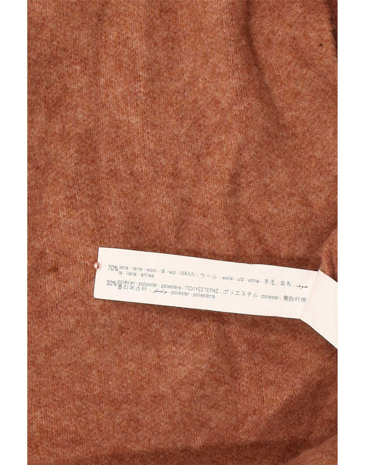 Zara Womens Longline Open Cardigan Sweater UK 14 Medium Beige Wool