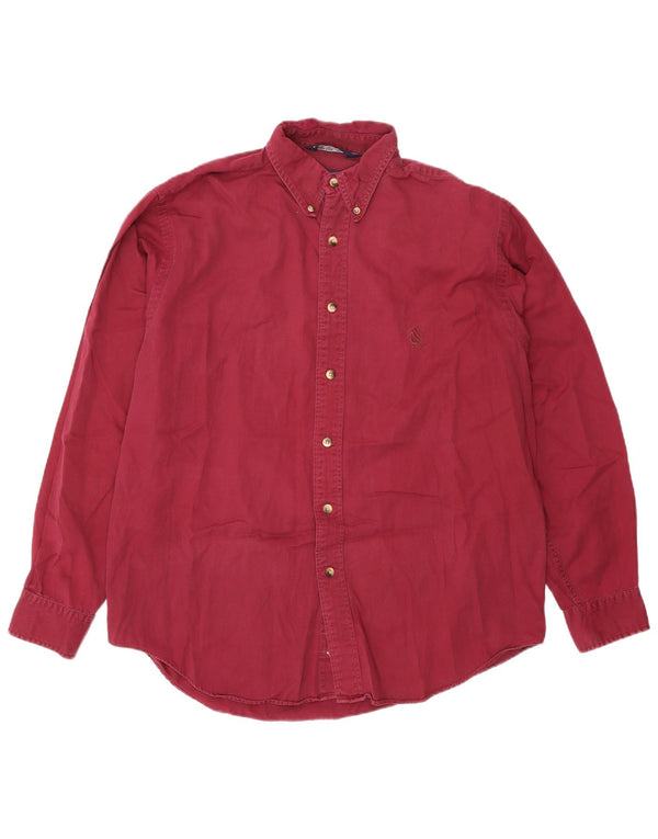 Nautica Mens Shirt Medium Burgundy Cotton
