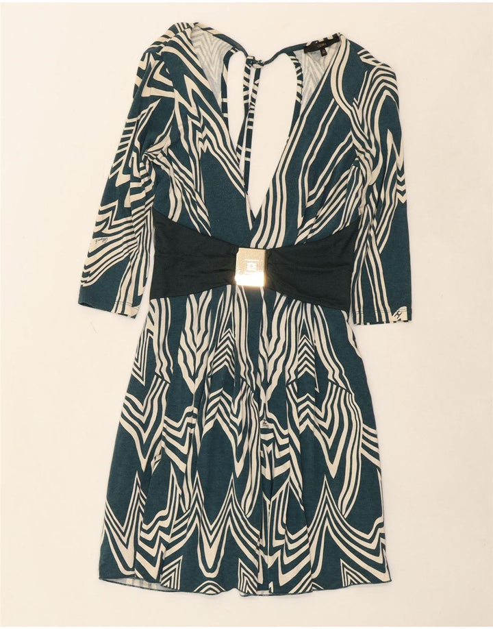 CELYN B Womens Abstract Pattern 3/4 Sleeve A-Line Dress IT 40 Small Green Vintage Celyn B and Second-Hand Celyn B from Messina Hembry 