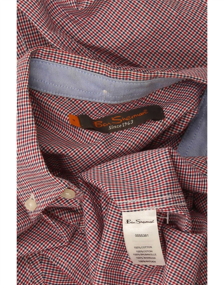 Ben Sherman Mens Shirt Small Red Gingham Cotton