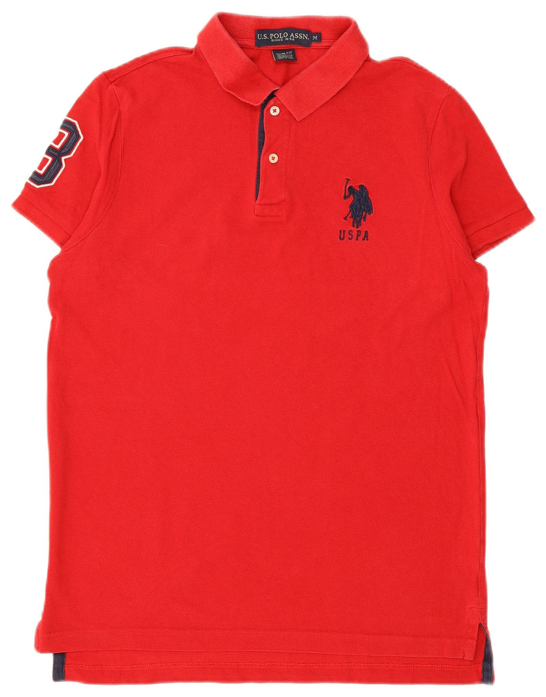 U.S. POLO ASSN. Mens Graphic Slim Fit Polo Shirt Medium Red Cotton
