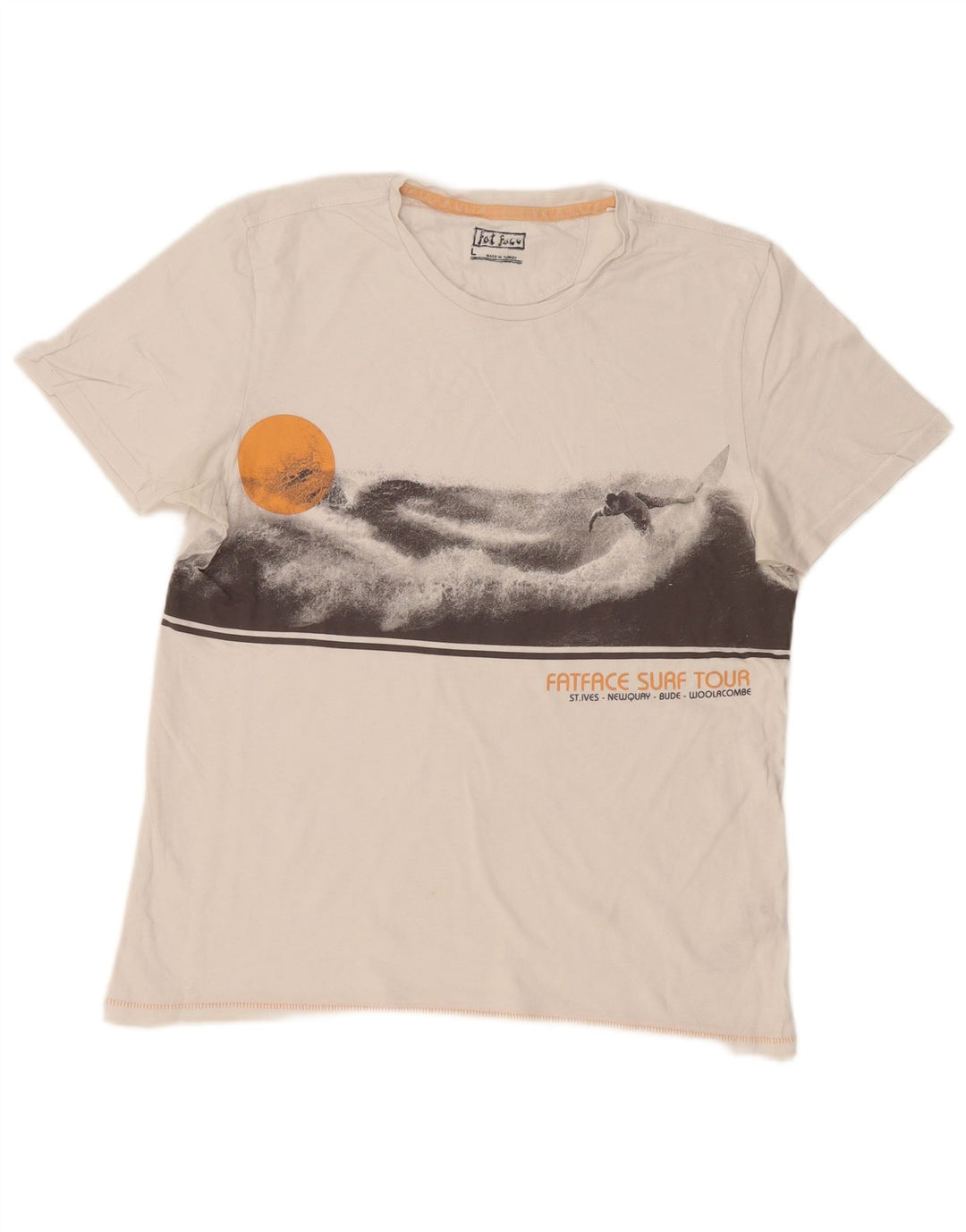 Fat Face Mens Graphic T-Shirt Top Large White Cotton