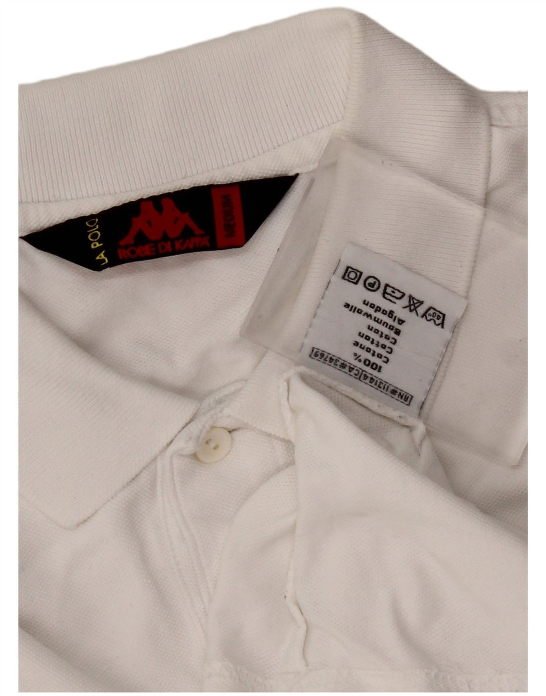 KAPPA Mens Long Sleeve Polo Shirt Medium White Cotton