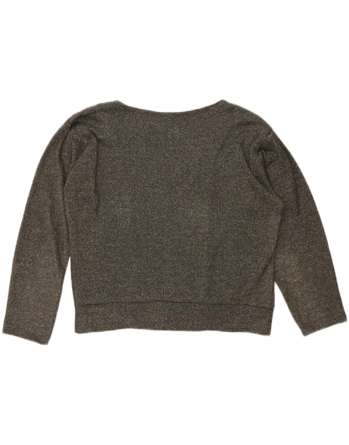 VINTAGE Womens Oversized Graphic Sweatshirt Jumper UK 10 Small Grey