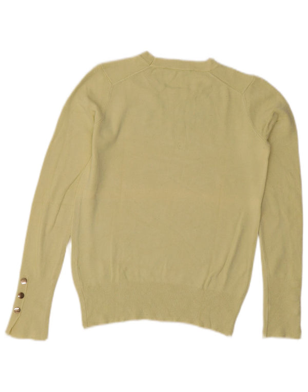 Zara Womens Crop Crew Neck Jumper Sweater UK 10 Small Yellow