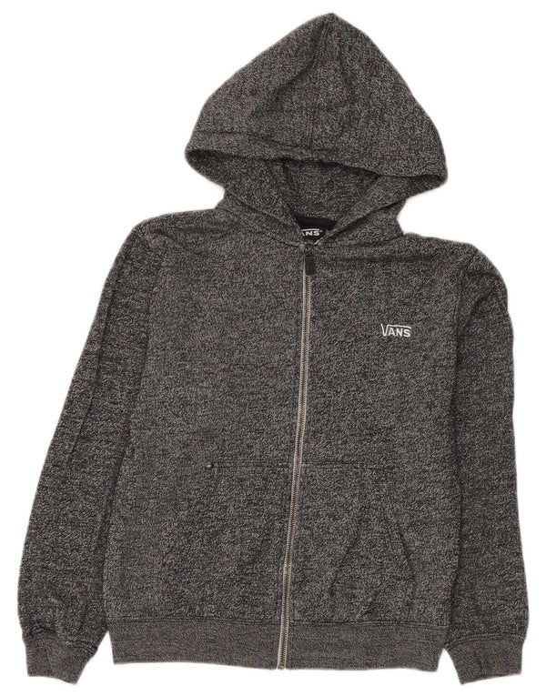VANS Womens Zip Hoodie Sweater UK 10 Small Grey Flecked Cotton