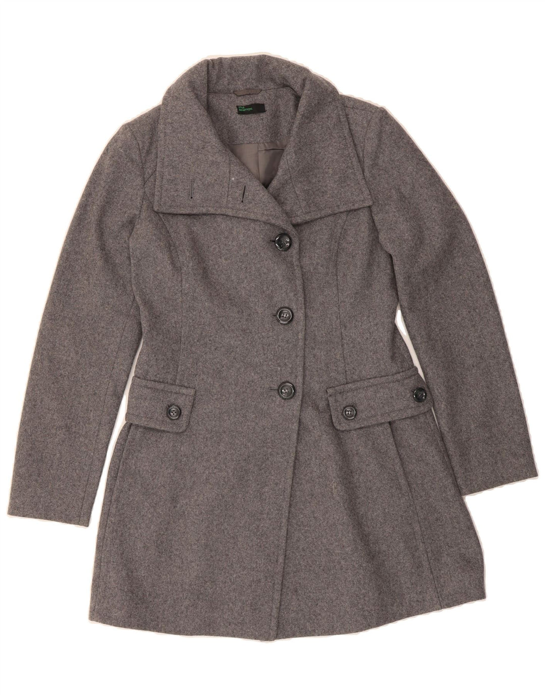 BENETTON Womens Overcoat UK 16 Large Grey Vintage Benetton and Second-Hand Benetton from Messina Hembry 