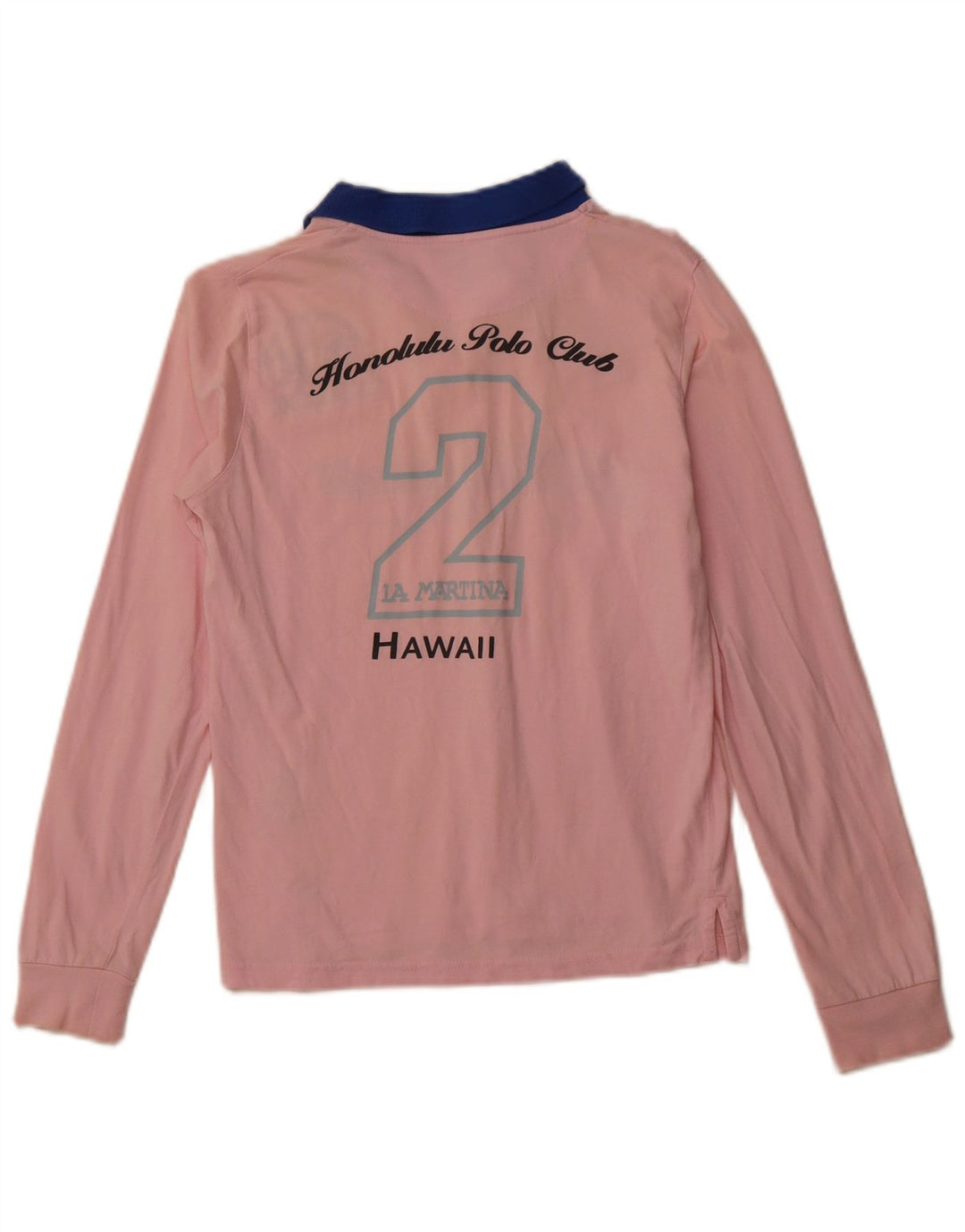 LA MARTINA Womens Hawaii Graphic Long Sleeve Polo Shirt UK 12 Medium Pink