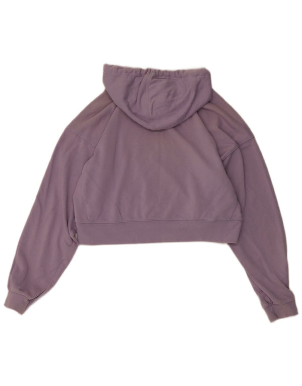 Adidas Womens Loose Fit Crop Hoodie Jumper UK 12 Medium Purple Cotton