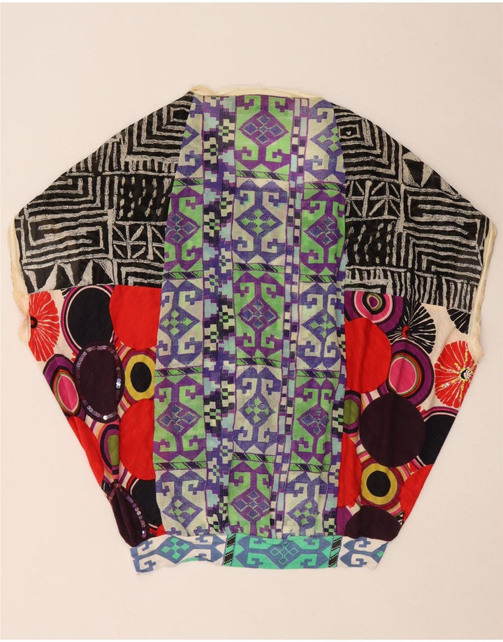 Desigual Womens Blouse Top UK 14 Medium Multicoloured Patchwork Polyester