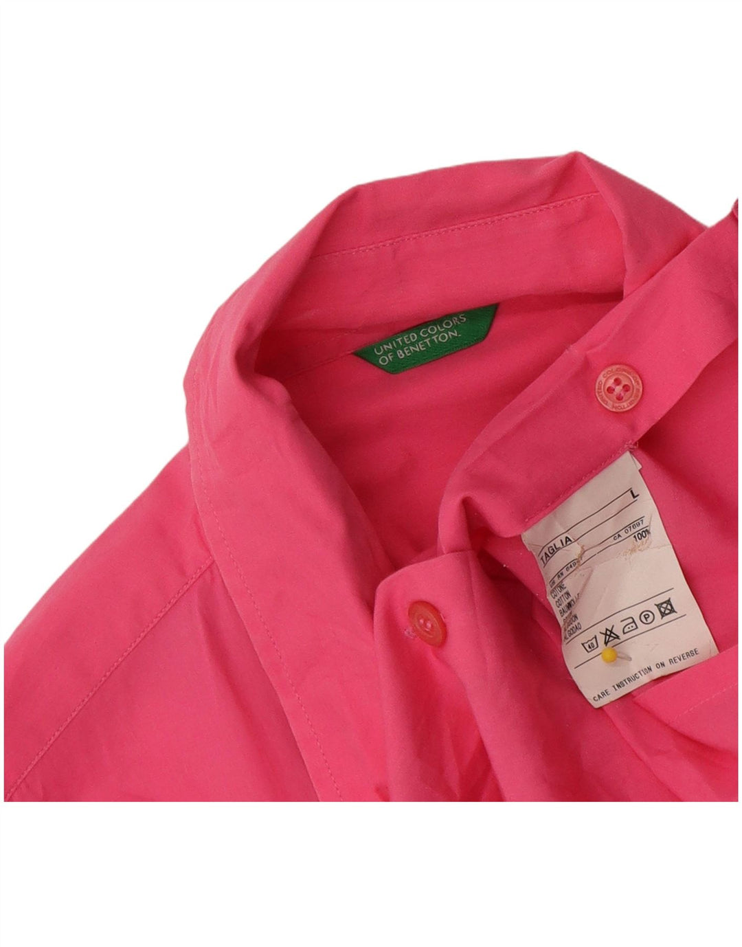 Benetton Womens Shirt Large Pink Cotton