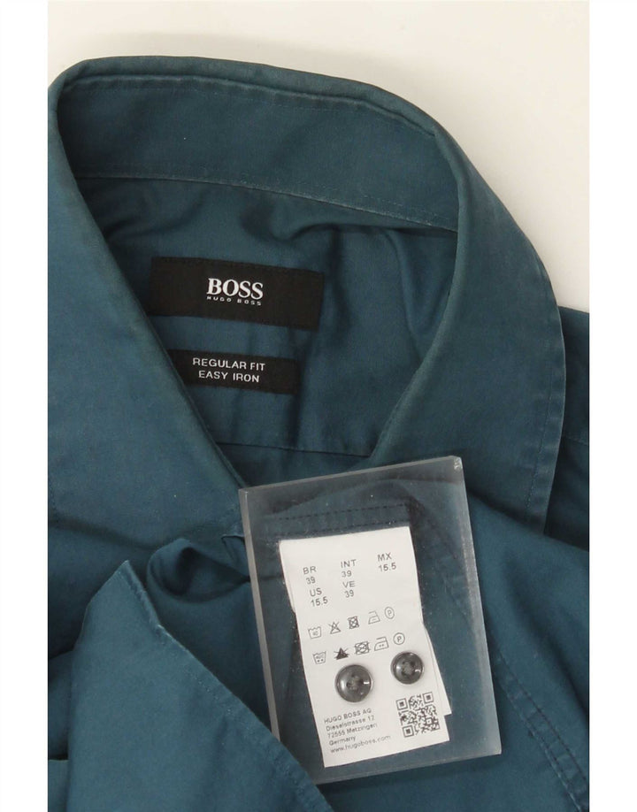 Hugo Boss Mens Regular Fit Shirt Size 39 Medium Blue Cotton