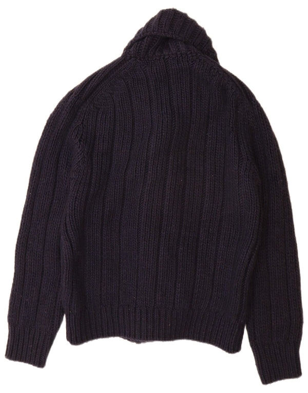 Zara Mens Cardigan Sweater Medium Navy Blue Acrylic