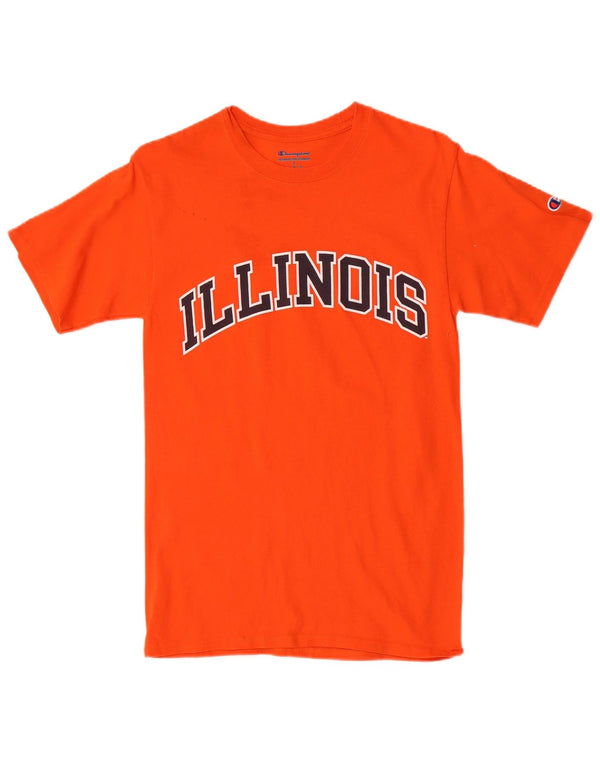 Champion Mens Illinois Graphic T-Shirt Top Small Orange