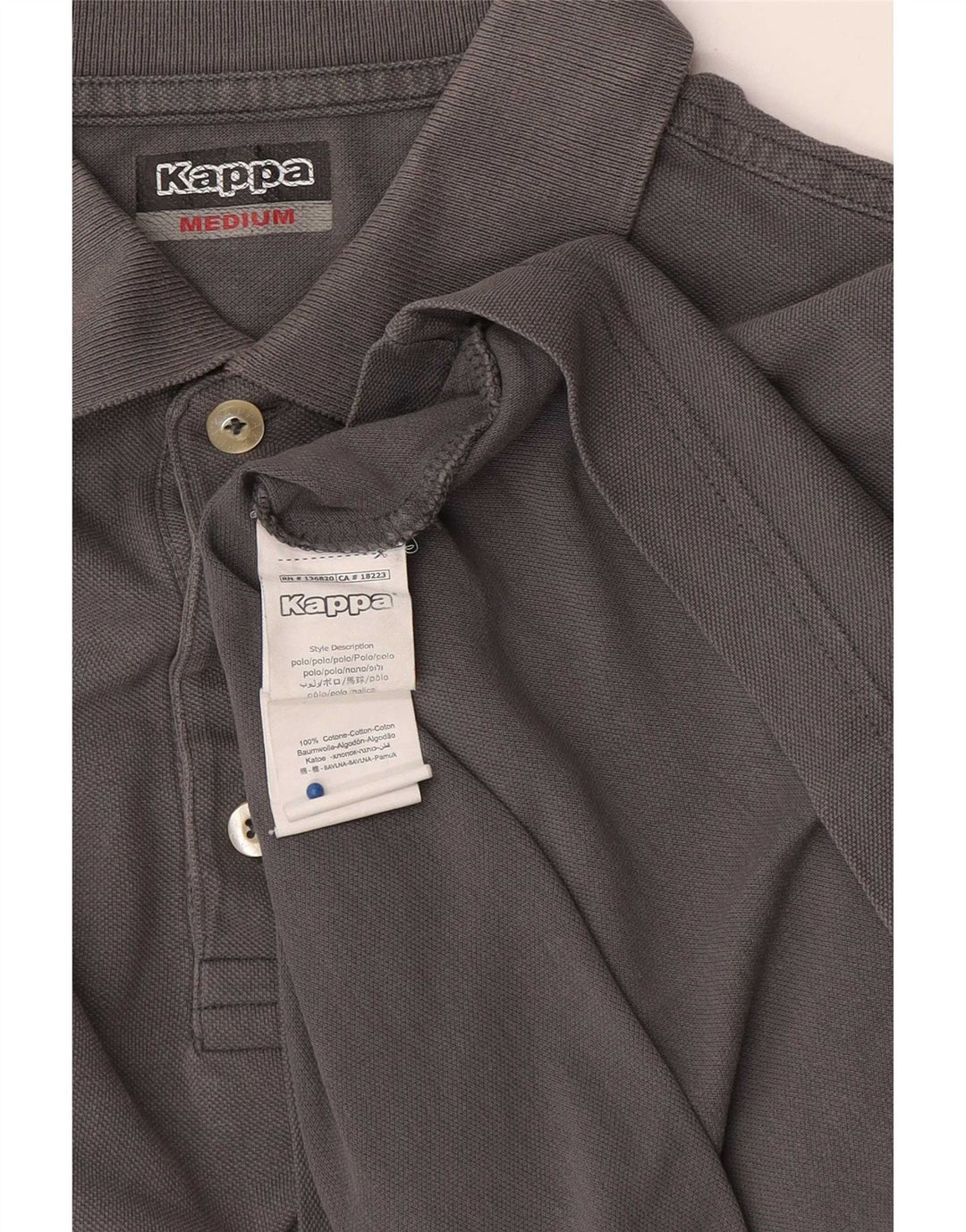 Kappa Mens Polo Shirt Medium Grey Cotton