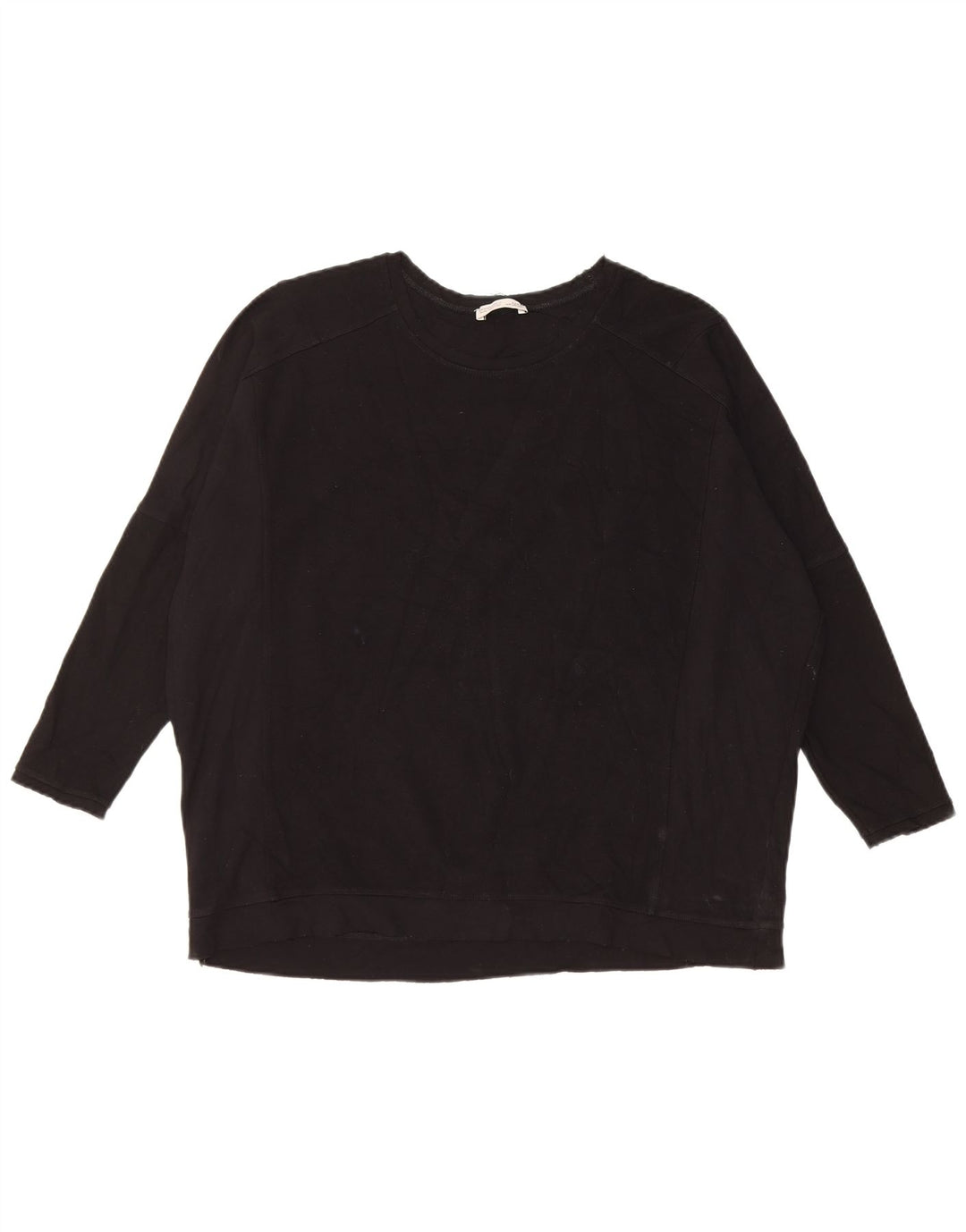 Zara Womens 3/4 Sleeve Oversized Sweatshirt Jumper UK 14 Medium Black