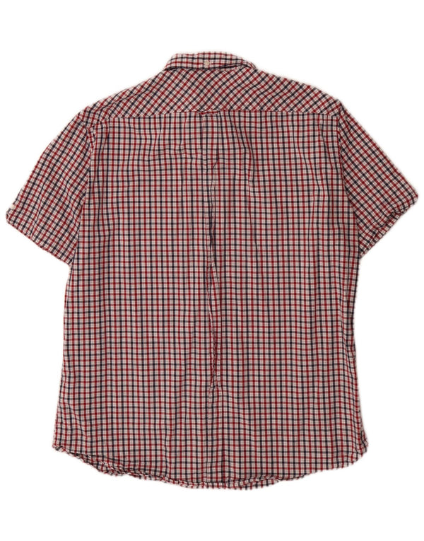 Ben Sherman Mens Short Sleeve Regular Fit Shirt XL Red Plaid Cotton