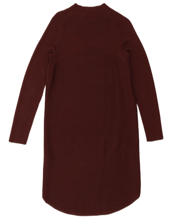 Jigsaw Womens Jumper Dress UK 6 XS Burgundy Wool
