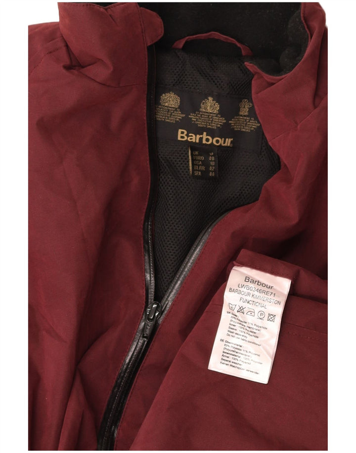 BARBOUR Womens Bomber Jacket UK 14 Large Burgundy Polyester