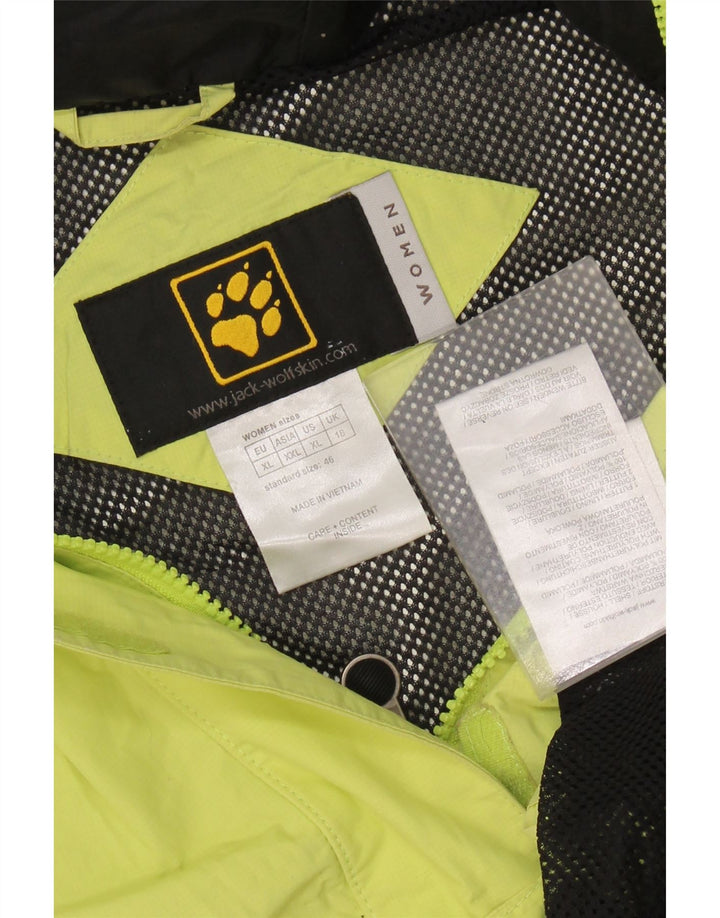 JACK WOLFSKIN Womens Hooded Rain Jacket UK 18 XL Green Polyamide