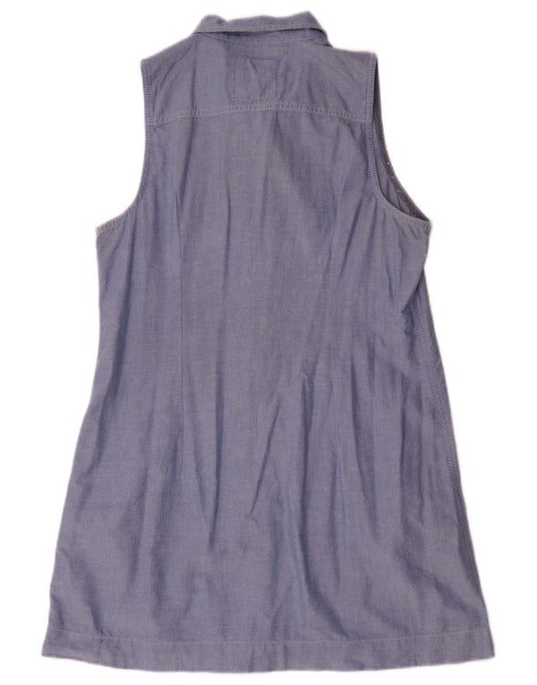 Superdry Womens Sleeveless Shirt Dress UK 14 Medium Blue Cotton