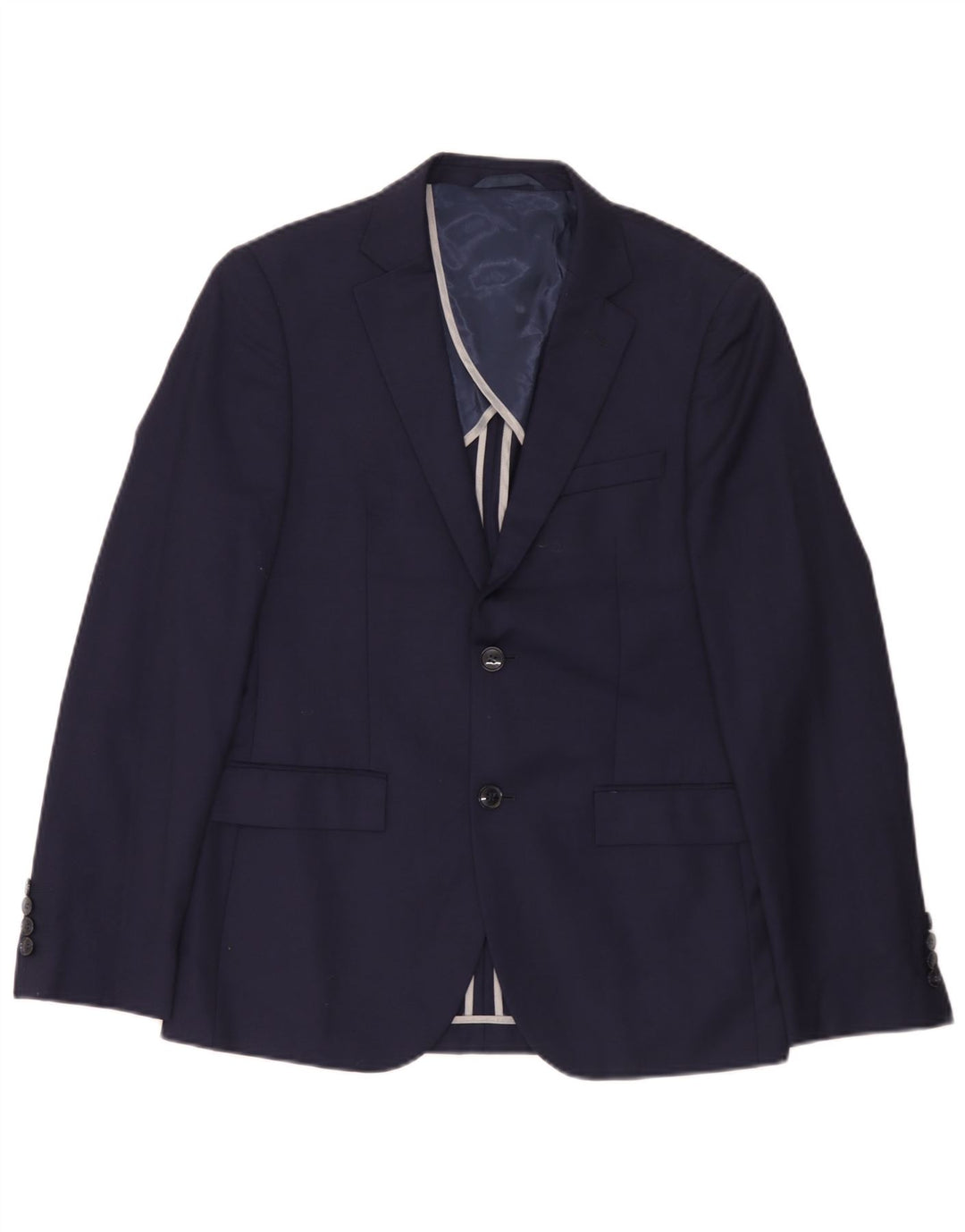 Dkny Mens 2 Button Slim Fit Blazer Jacket UK 38 Medium Navy Blue Wool