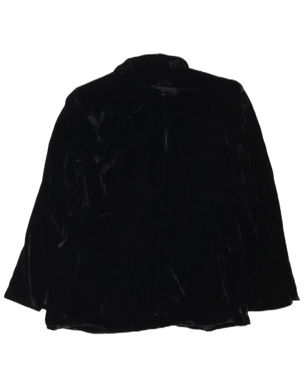 Zara Womens Oversized 1 Button Velvet Blazer Jacket UK 14 Medium Black