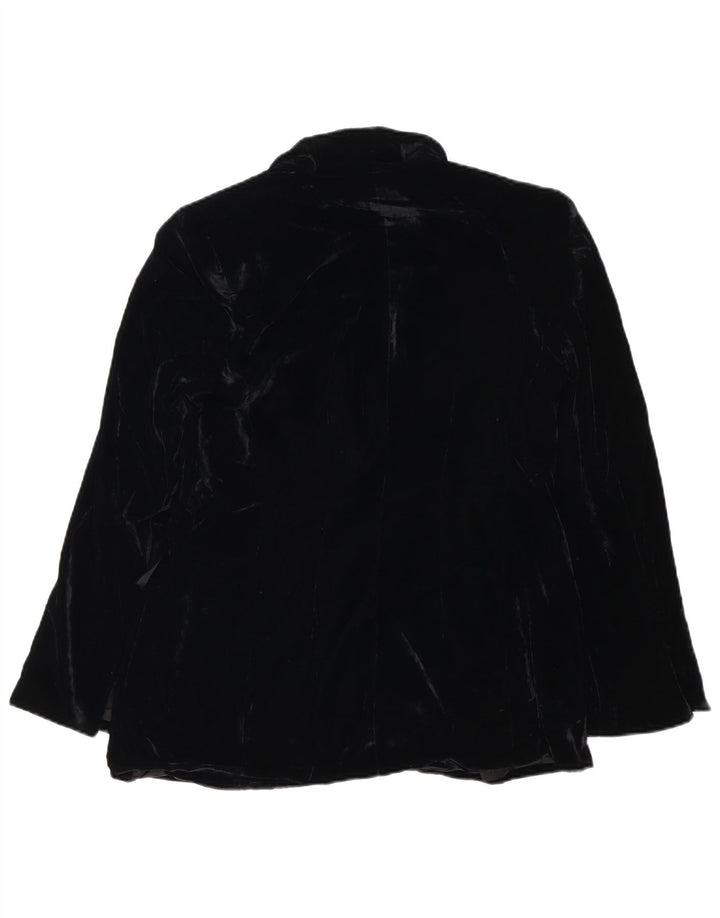 Zara Womens Oversized 1 Button Velvet Blazer Jacket UK 14 Medium Black