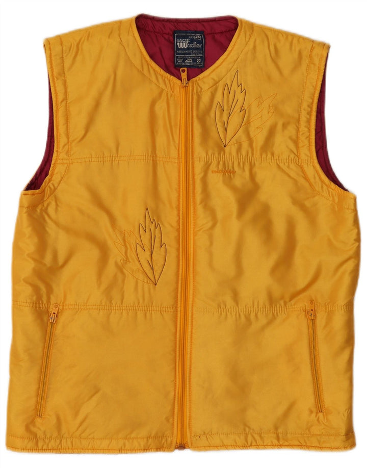 Vintage Womens Gilet IT 46 Large Yellow Floral Polyamide