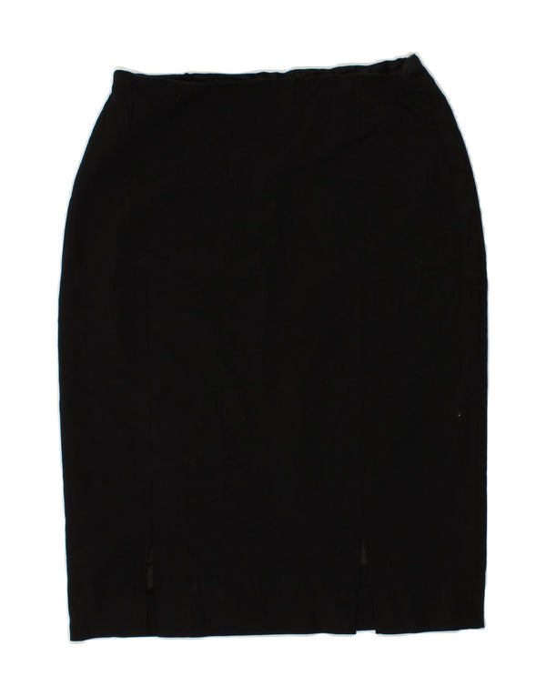 JAEGER Womens Midi Skirt UK 12 Medium W28  Black Wool