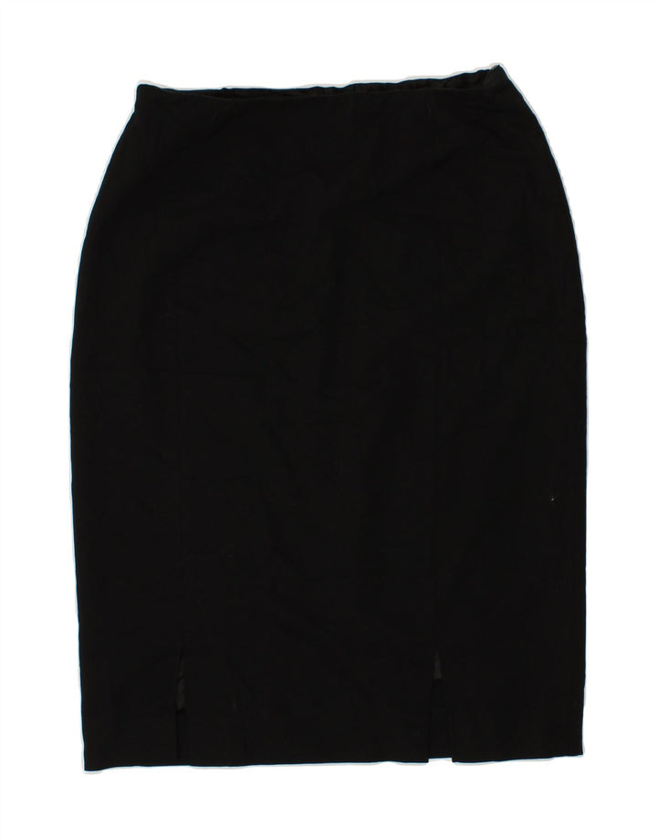 JAEGER Womens Midi Skirt UK 12 Medium W28  Black Wool