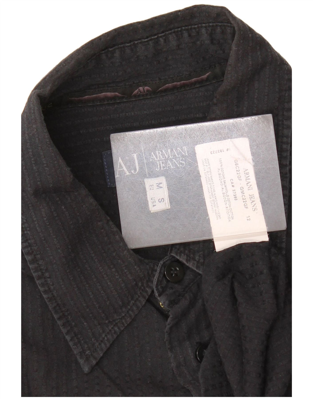 Armani Mens Shirt Medium Black Striped Cotton