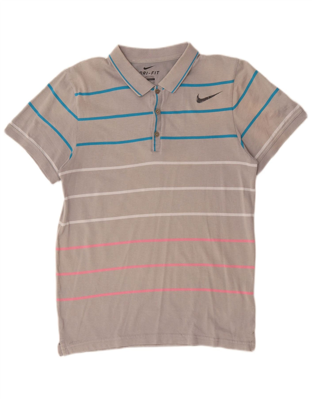 Nike Mens Dri Fit Polo Shirt Small Grey Striped Cotton